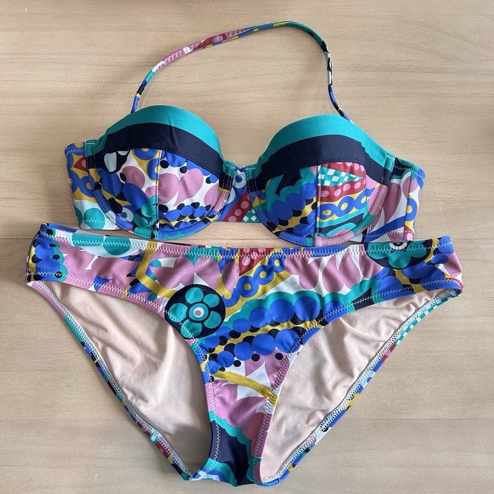 J Crew Swim Women Sz 32B/XS Bikini Swimsuit Set Multicolored Swimwear